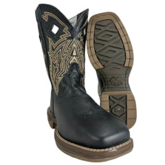 Bota Texana Masculina Durango Preta Com Bordado Marrom Bota Texana Masculina Durango Preta Com Bordado Marrom