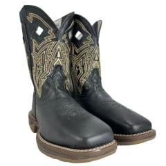 Bota Texana Masculina Durango Preta Com Bordado Marrom