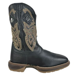 Bota Texana Masculina Durango Preta Com Bordado Marrom