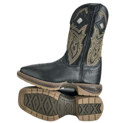 Bota Texana Masculina Durango Preta Com Bordado Marrom