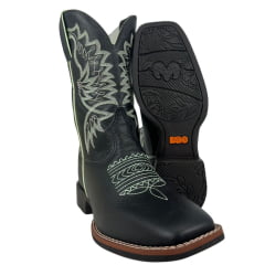 Bota Texana Masculina Durango Preta Com Bordado Verde Bota Texana Masculina Durango Preta Com Bordado Verde