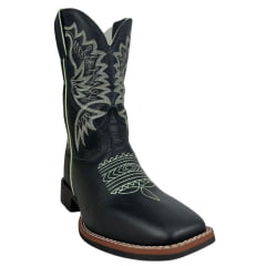 Bota Texana Masculina Durango Preta Com Bordado Verde