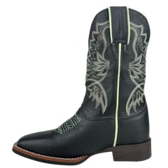 Bota Texana Masculina Durango Preta Com Bordado Verde