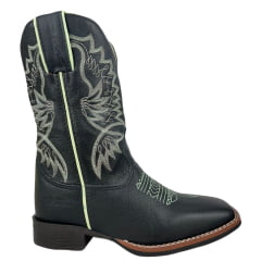 Bota Texana Masculina Durango Preta Com Bordado Verde