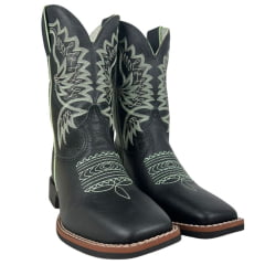 Bota Texana Masculina Durango Preta Com Bordado Verde