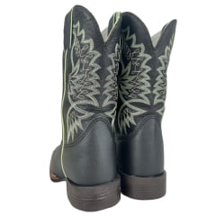 Bota Texana Masculina Durango Preta Com Bordado Verde