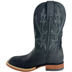 Bota Texana Masculina Goyazes Couro Turn Black Cano Bordado REF:201503-CC