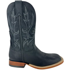 Bota Texana Masculina Goyazes Couro Turn Black Cano Bordado REF:201503-CC
