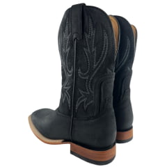 Bota Texana Masculina Goyazes Couro Turn Black Cano Bordado REF:201503-CC