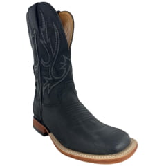 Bota Texana Masculina Goyazes Couro Turn Black Cano Bordado REF:201503-CC