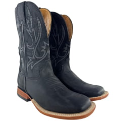 Bota Texana Masculina Goyazes Couro Turn Black Cano Bordado REF:201503-CC