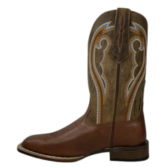 Bota Texana Masculina Goyazes Bico Quadrado Flex Couro Pull Up Brown/Dallas Bege REF: 226505 - CP