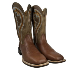 Bota Texana Masculina Goyazes Bico Quadrado Flex Couro Pull Up Brown/Dallas Bege REF: 226505 - CP