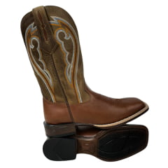 Bota Texana Masculina Goyazes Bico Quadrado Flex Couro Pull Up Brown/Dallas Bege REF: 226505 - CP