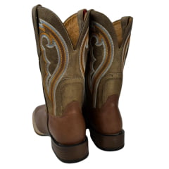 Bota Texana Masculina Goyazes Bico Quadrado Flex Couro Pull Up Brown/Dallas Bege REF: 226505 - CP