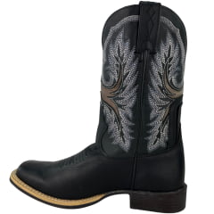 Bota Texana Masculina Goyazes Bico Quadrado Bull Couro Bison Preto Mustang Preto REF:264802-CB