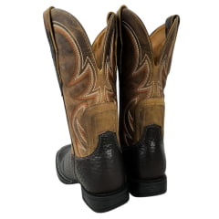 Bota Texana Masculina Goyazes Bico Quadrado Cabeça de Boi Brown/Couro Dallas Furta Cor Ref.241503-CBF