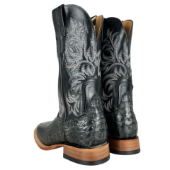 Bota Texana Masculina Goyazes Bico Quadrado Couro Barriga Jacaré Grafite/Mustang Preto Ref:251504-CJ-08
