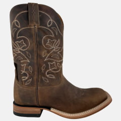 Bota Texana Masculina Goyazes Bico Quadrado Couro Dallas Moucha Mousse Ref: 263003-CC-01