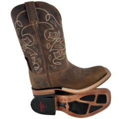 Bota Texana Masculina Goyazes Bico Quadrado Couro Dallas Moucha Mousse Ref: 263003-CC-01