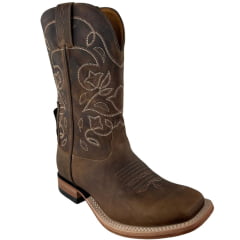 Bota Texana Masculina Goyazes Bico Quadrado Couro Dallas Moucha Mousse Ref: 263003-CC-01