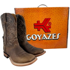 Bota Texana Masculina Goyazes Bico Quadrado Couro Dallas Moucha Mousse Ref: 263003-CC-01
