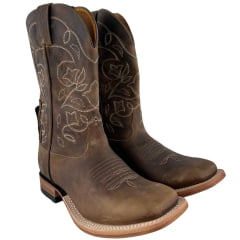 Bota Texana Masculina Goyazes Bico Quadrado Couro Dallas Moucha Mousse Ref: 263003-CC-01