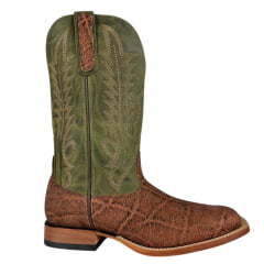 Bota Texana Masculina Goyazes Bico Quadrado Couro Elefante Camel/Dallas Folha Ref:241505-EC