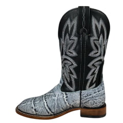 Bota Texana Masculina Goyazes Bico Quadrado Couro Elefante Nevada/ Mustang Preto Ref:246501-EC