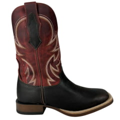 Bota Texana Masculina Goyazes Bico Quadrado Flex Couro Bison Café/Dallas Pinhão Ref.241503-CP