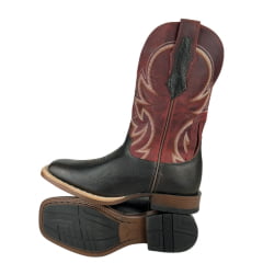 Bota Texana Masculina Goyazes Bico Quadrado Flex Couro Bison Café/Dallas Pinhão Ref.241503-CP