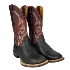 Bota Texana Masculina Goyazes Bico Quadrado Flex Couro Bison Café/Dallas Pinhão Ref.241503-CP