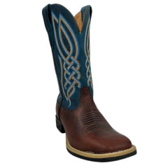 Bota Texana Masculina Goyazes Bico Quadrado Flex Couro Furta Cor/Dallas Turquesa REF: 233001 - CF