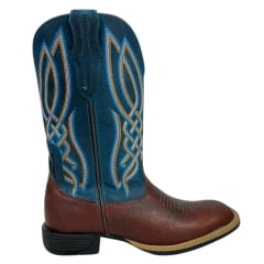 Bota Texana Masculina Goyazes Bico Quadrado Flex Couro Furta Cor/Dallas Turquesa REF: 233001 - CF