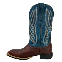 Bota Texana Masculina Goyazes Bico Quadrado Flex Couro Furta Cor/Dallas Turquesa REF: 233001 - CF