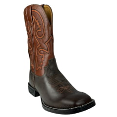 Bota Texana Masculina Goyazes Bico Quadrado Flex Couro Vernin Café/Pull Up Tan Ref.211505-CF