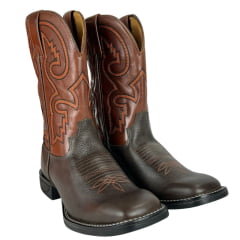 Bota Texana Masculina Goyazes Bico Quadrado Flex Couro Vernin Café/Pull Up Tan Ref.211505-CF