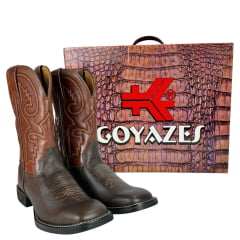 Bota Texana Masculina Goyazes Bico Quadrado Flex Couro Vernin Café/Pull Up Tan Ref.211505-CF