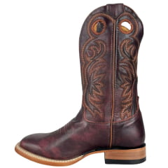 Bota Texana Masculina Goyazes Bico Quadrado Injetado Preto Couro Argentino Brown Ref:261505-CC-02