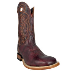 Bota Texana Masculina Goyazes Bico Quadrado Injetado Preto Couro Argentino Brown Ref:261505-CC-02