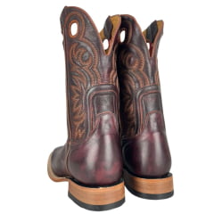 Bota Texana Masculina Goyazes Bico Quadrado Injetado Preto Couro Argentino Brown Ref:261505-CC-02