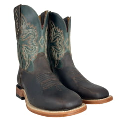 Bota Texana Masculina Goyazes Bico Quadrado Injetado Preto Couro Dallas Café Atlanta Mediterrâneo Ref:266501-CC