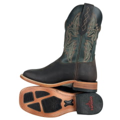 Bota Texana Masculina Goyazes Bico Quadrado Injetado Preto Couro Dallas Café Atlanta Mediterrâneo Ref:266501-CC