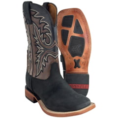 Bota Texana Masculina Goyazes Bico Quadrado Injetado Preto Couro Turn Black/Atlanta Mouse Ref: 263002-CC-03 Bota Texana Masculina Goyazes Bico Quadrado Injetado Preto Couro Turn Black/Atlanta Mouse Ref: 263002-CC-03