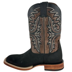 Bota Texana Masculina Goyazes Bico Quadrado Injetado Preto Couro Turn Black/Atlanta Mouse Ref: 263002-CC-03