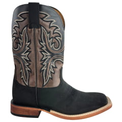 Bota Texana Masculina Goyazes Bico Quadrado Injetado Preto Couro Turn Black/Atlanta Mouse Ref: 263002-CC-03