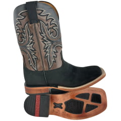 Bota Texana Masculina Goyazes Bico Quadrado Injetado Preto Couro Turn Black/Atlanta Mouse Ref: 263002-CC-03
