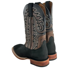 Bota Texana Masculina Goyazes Bico Quadrado Injetado Preto Couro Turn Black/Atlanta Mouse Ref: 263002-CC-03