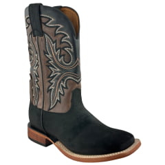 Bota Texana Masculina Goyazes Bico Quadrado Injetado Preto Couro Turn Black/Atlanta Mouse Ref: 263002-CC-03