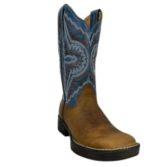 Bota Texana Masculina Goyazes Bico Quadrado Jump Couro Dallas Furta Cor/Waco Denin Ref.241504-CJ